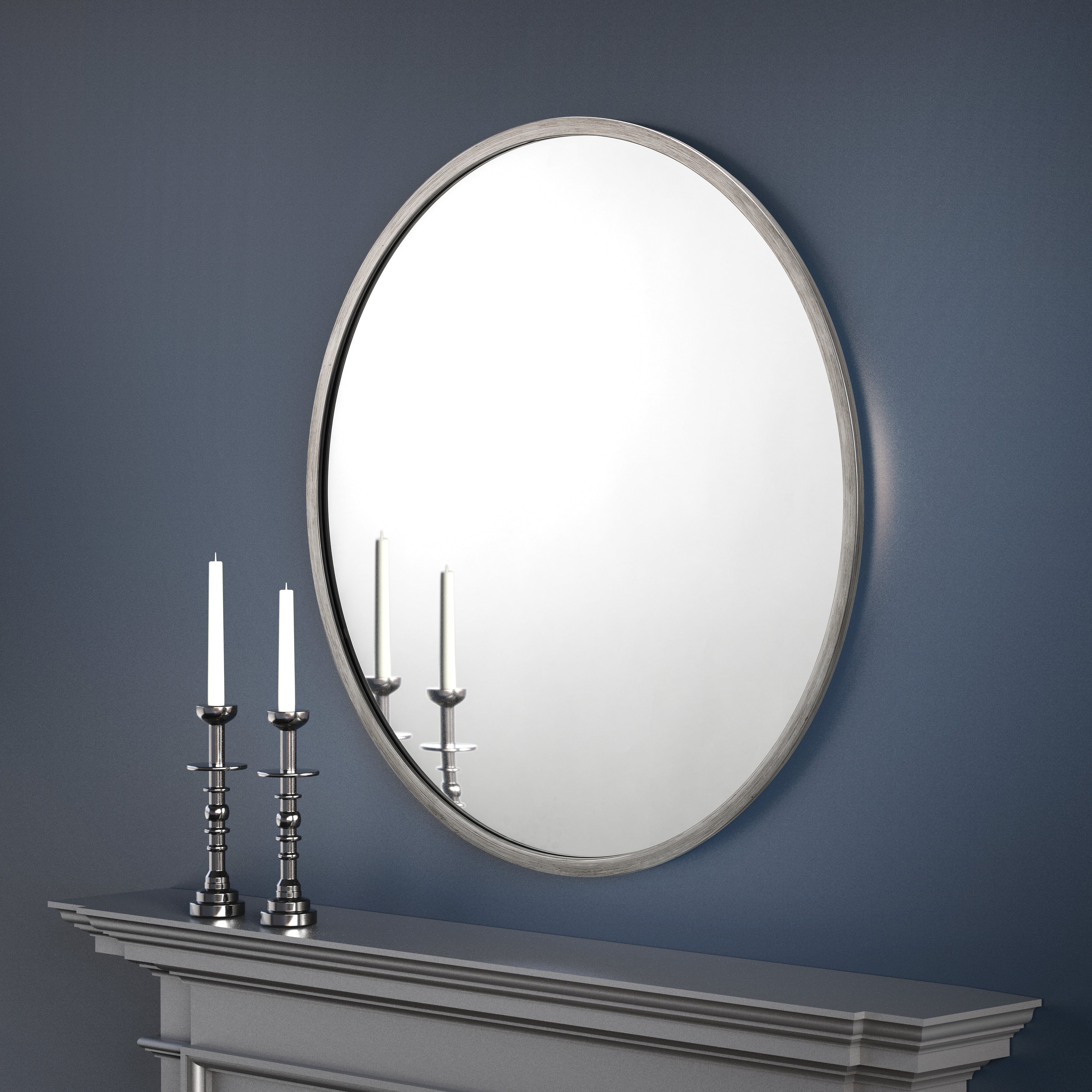 Julian Bowen Mirror Octave Round Pewter Wall Mirror Bed Kings