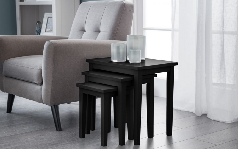Julian Bowen Nest Of Tables Cleo Nest Of Tables - Black Finish Bed Kings