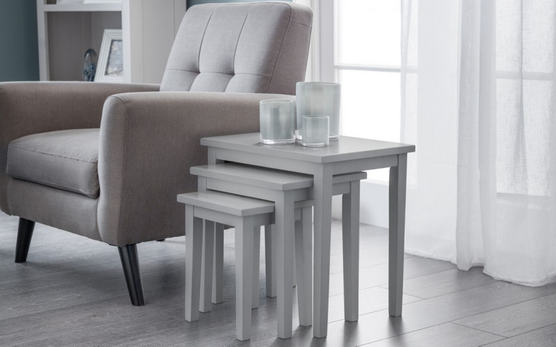 Julian Bowen Nest Of Tables Cleo Nest Of Tables - Grey Finish Bed Kings