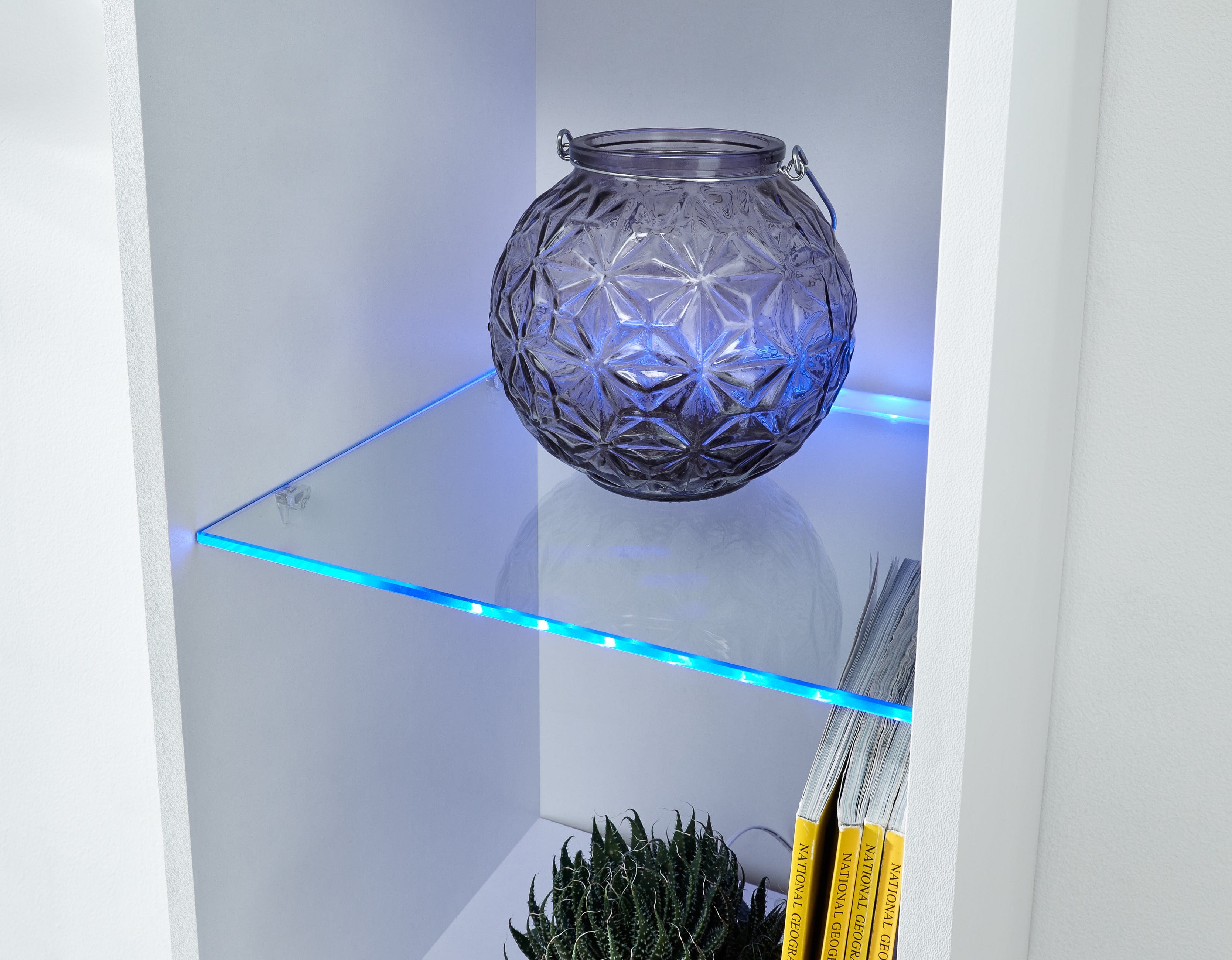 GFW Shelving Unit Galicia Tall Shelf Unit With Led White Bed Kings
