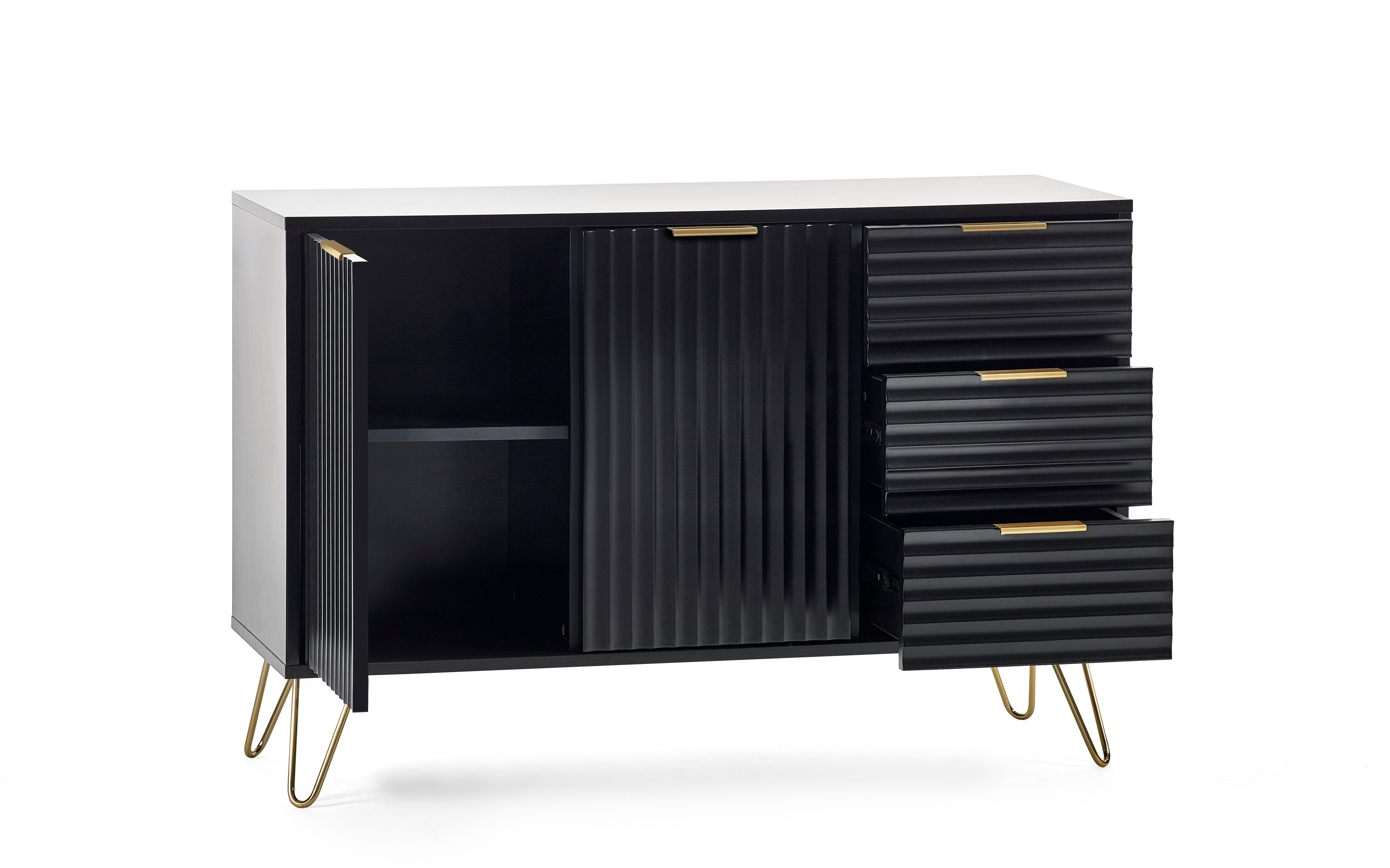 Julian Bowen Sideboard Murano Large Sideboard - Matt Black Bed Kings