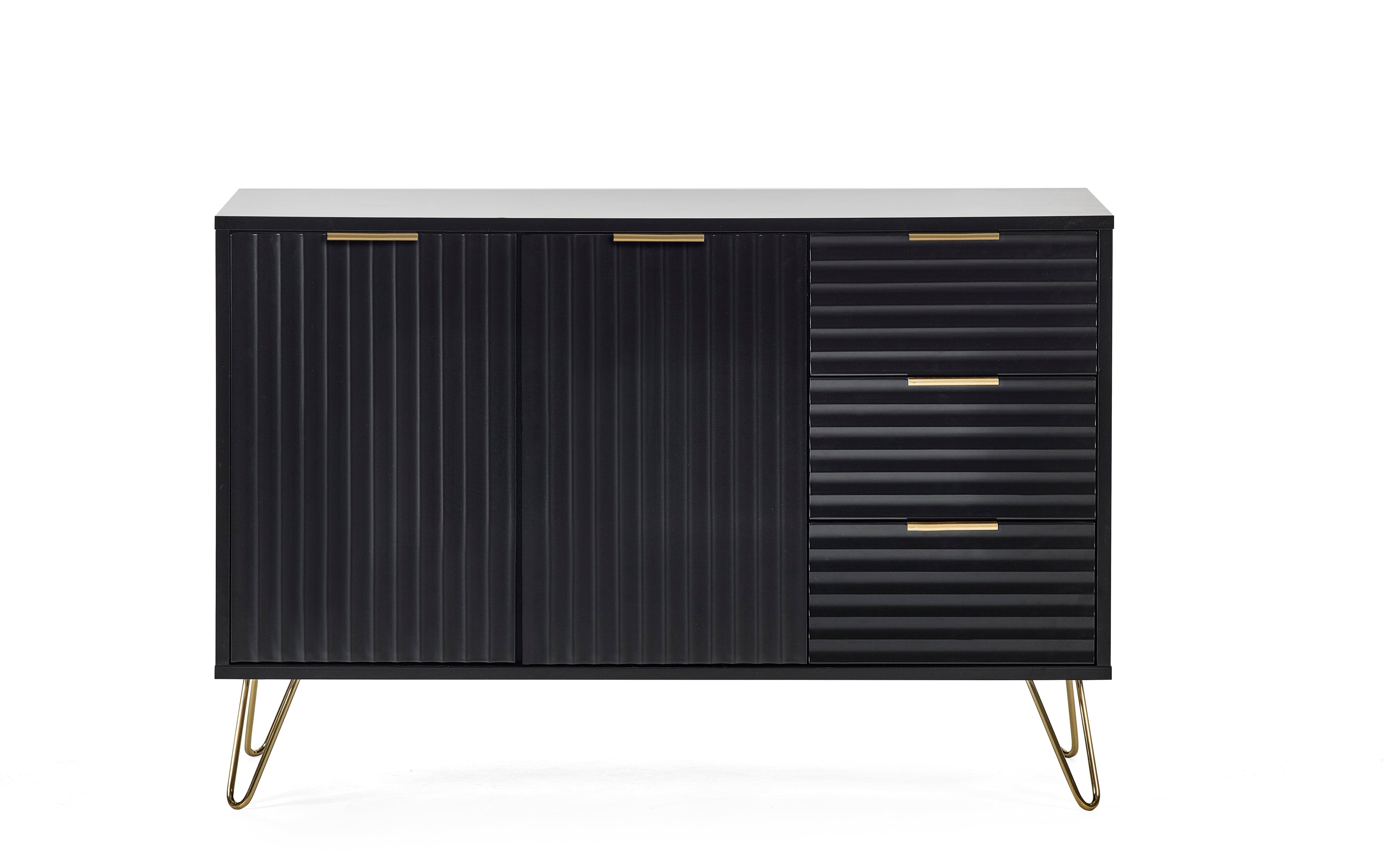 Julian Bowen Sideboard Murano Large Sideboard - Matt Black Bed Kings