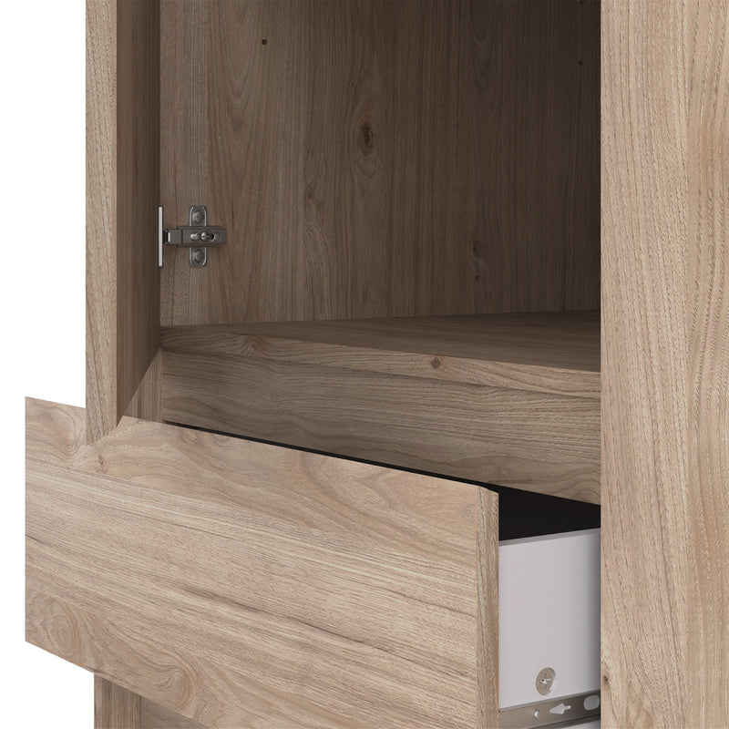 FTG Sliding Wardrobe Naia Wardrobe with 1 Sliding door + 1 door + 3 drawers in Jackson Hickory Oak Bed Kings