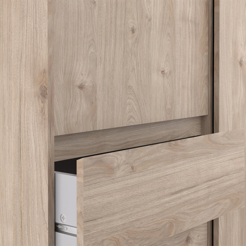 FTG Sliding Wardrobe Naia Wardrobe with 1 Sliding door + 1 door + 3 drawers in Jackson Hickory Oak Bed Kings