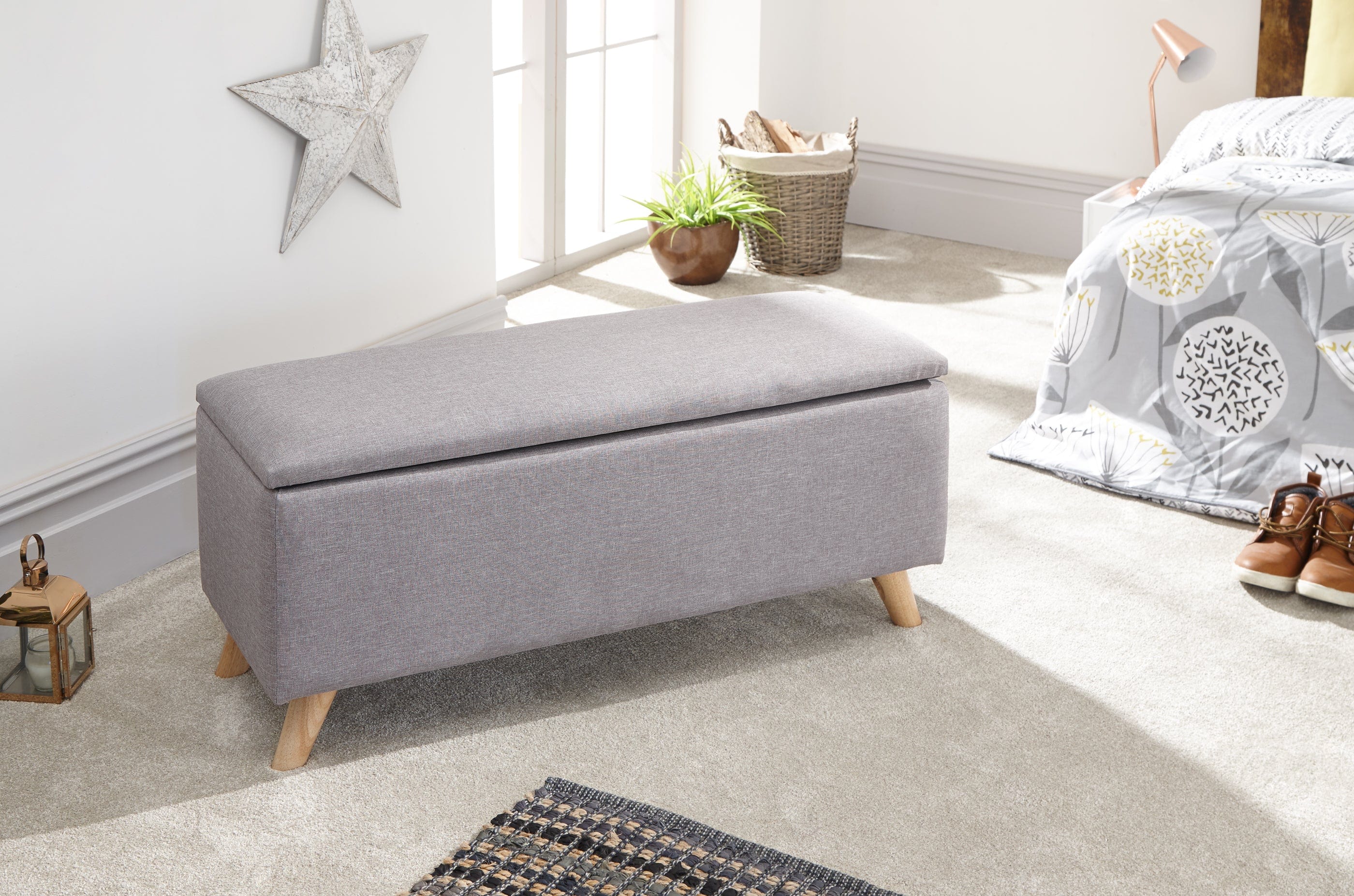 GFW Storage Ottoman Secreto Ottoman Light Grey Bed Kings