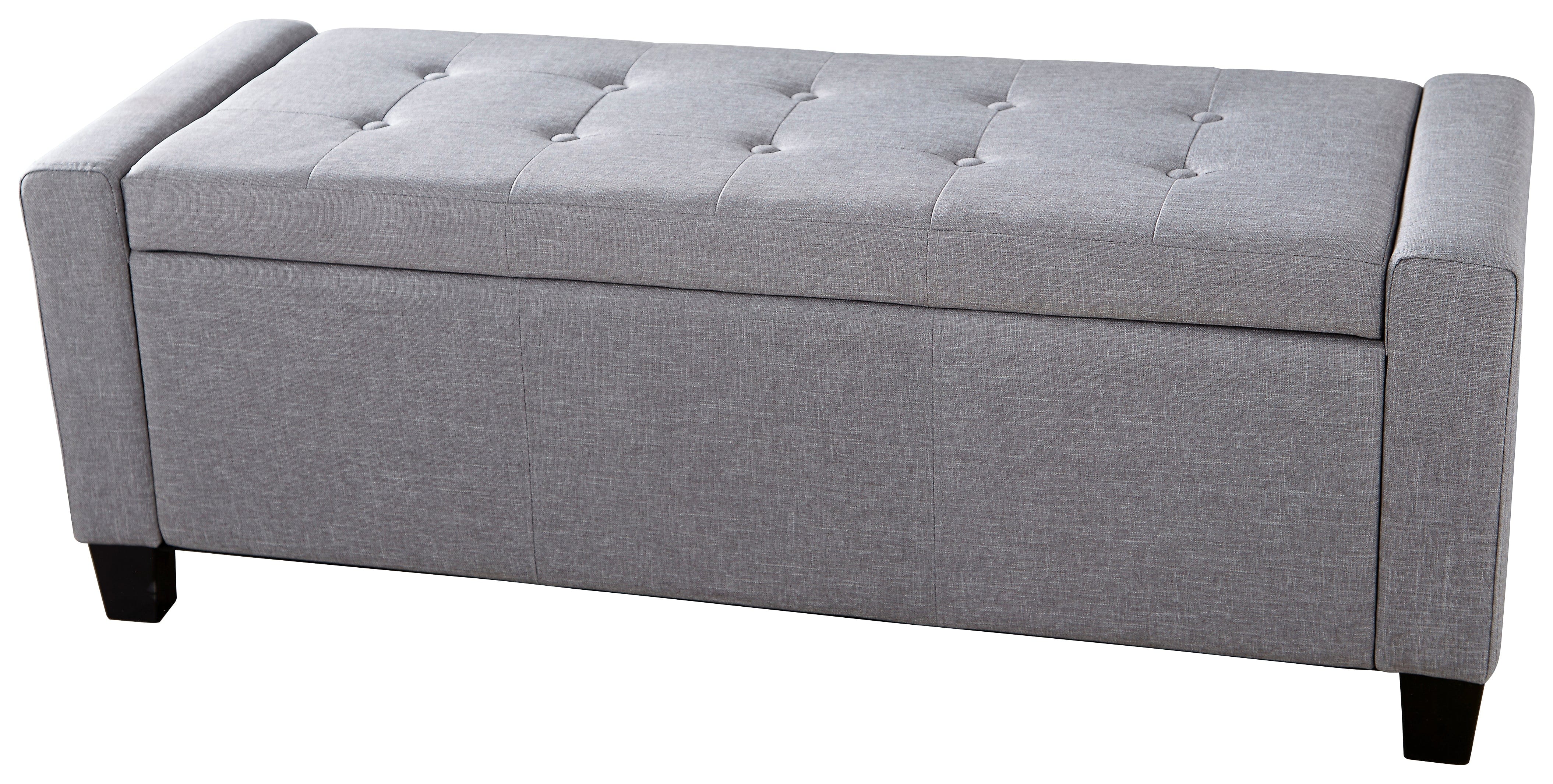 GFW Storage Ottoman Verona Ottoman Bench Grey Fabric Bed Kings