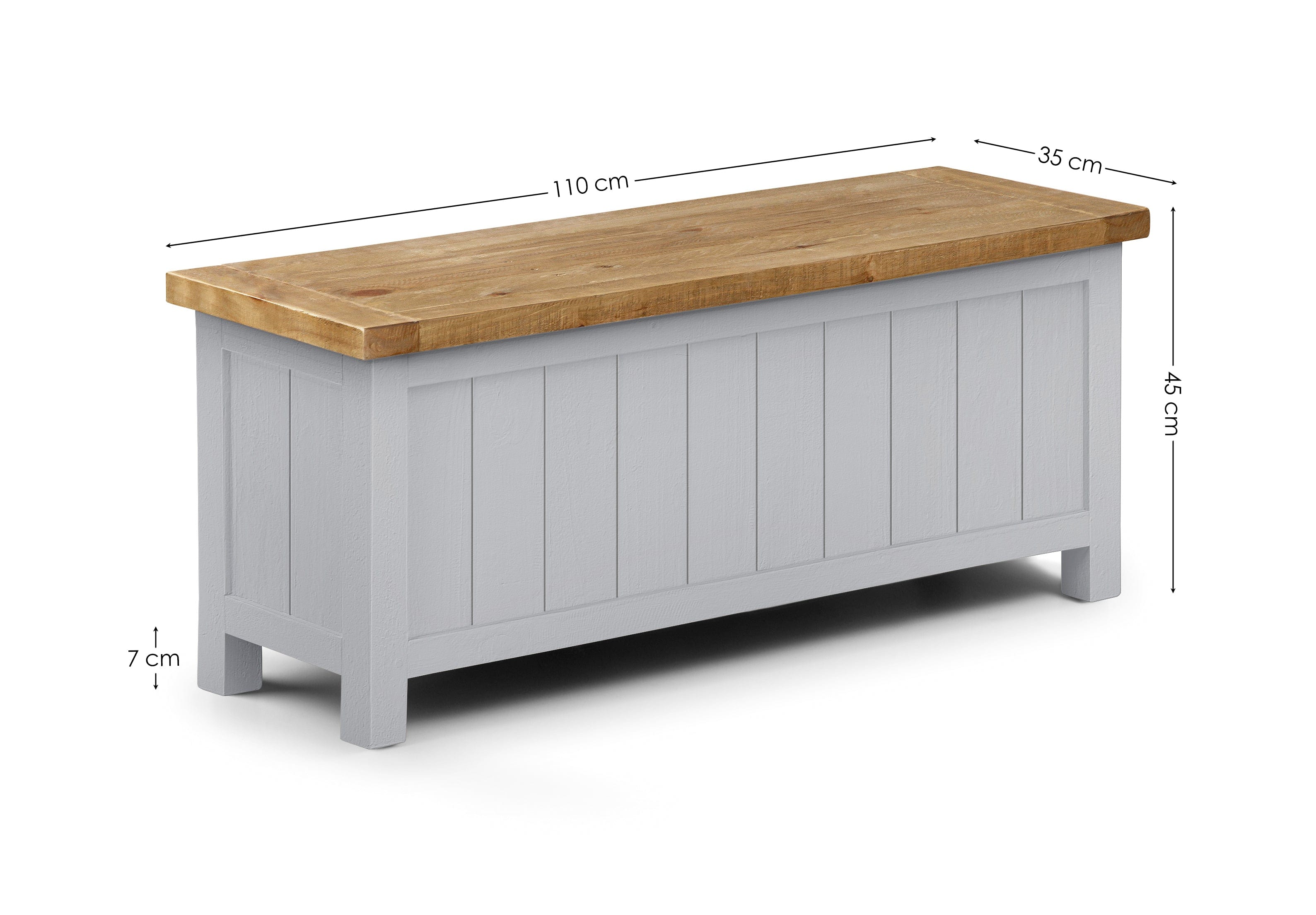 Julian Bowen Storage Ottoman Aspen Storage Bench - Grey Wash Bed Kings