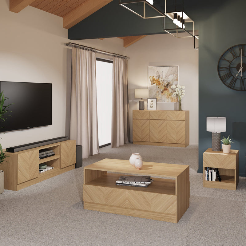 GFW TV Unit Catania 2 Door TV Unit Euro Oak Bed Kings