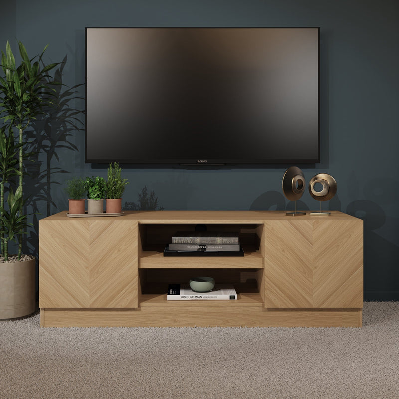 GFW TV Unit Catania 2 Door TV Unit Euro Oak Bed Kings