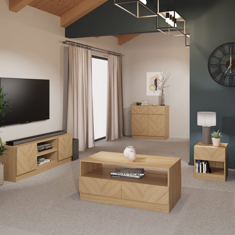 GFW TV Unit Catania 2 Door TV Unit Euro Oak Bed Kings