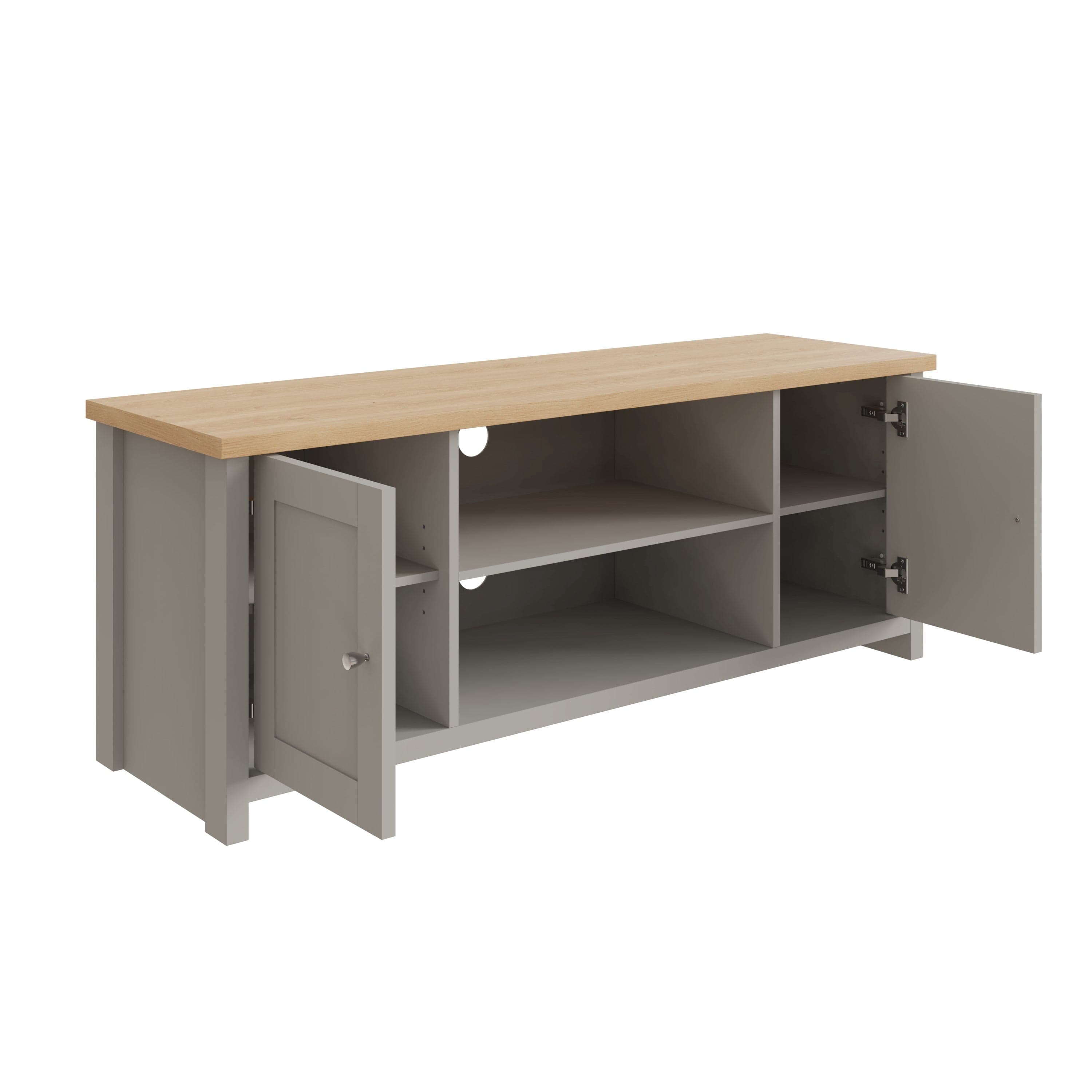GFW TV Unit Lancaster Large TV Cabinet Grey Bed Kings