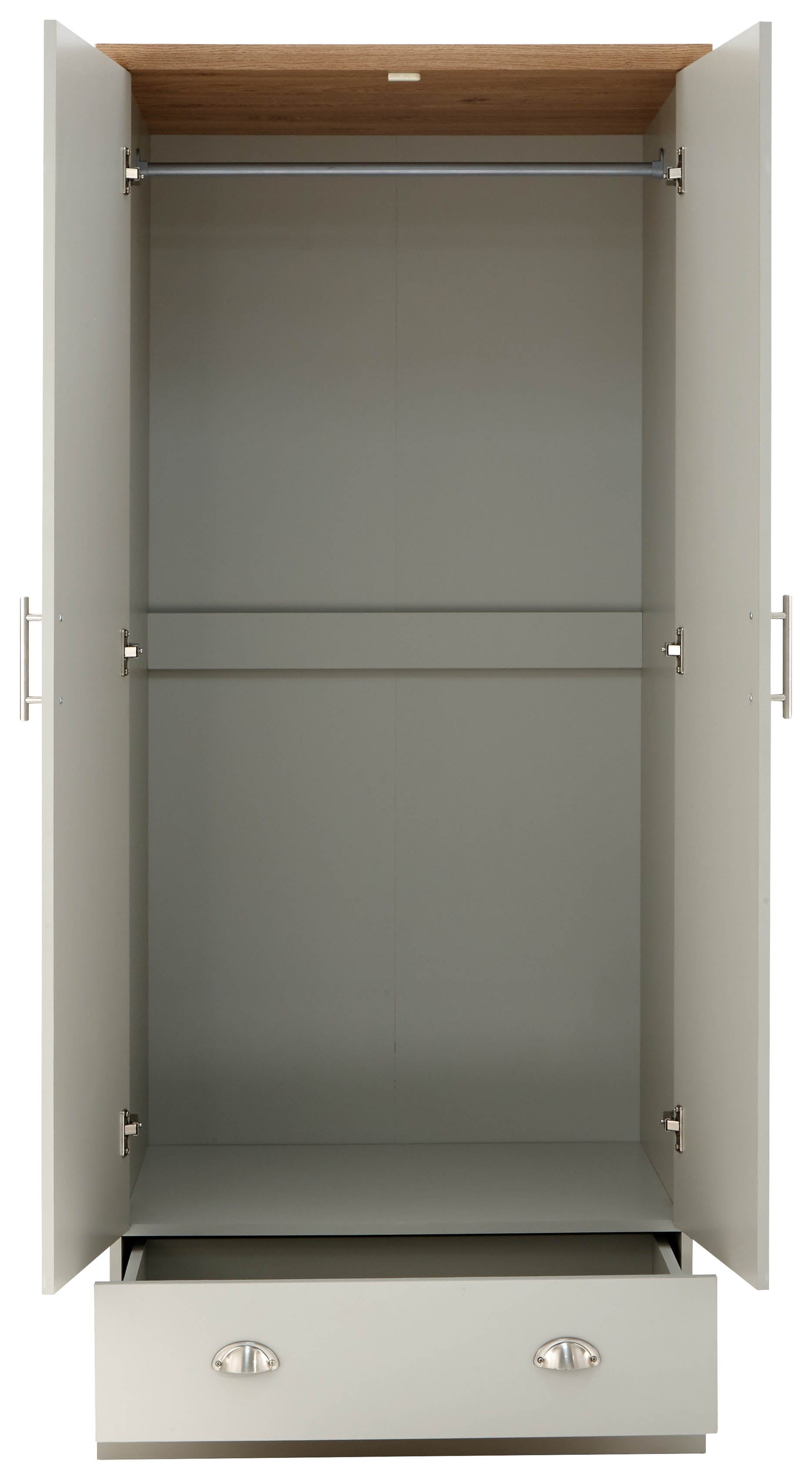 GFW Wardrobe Kendal 2 Door 1 Drawer Wardrobe Grey Bed Kings