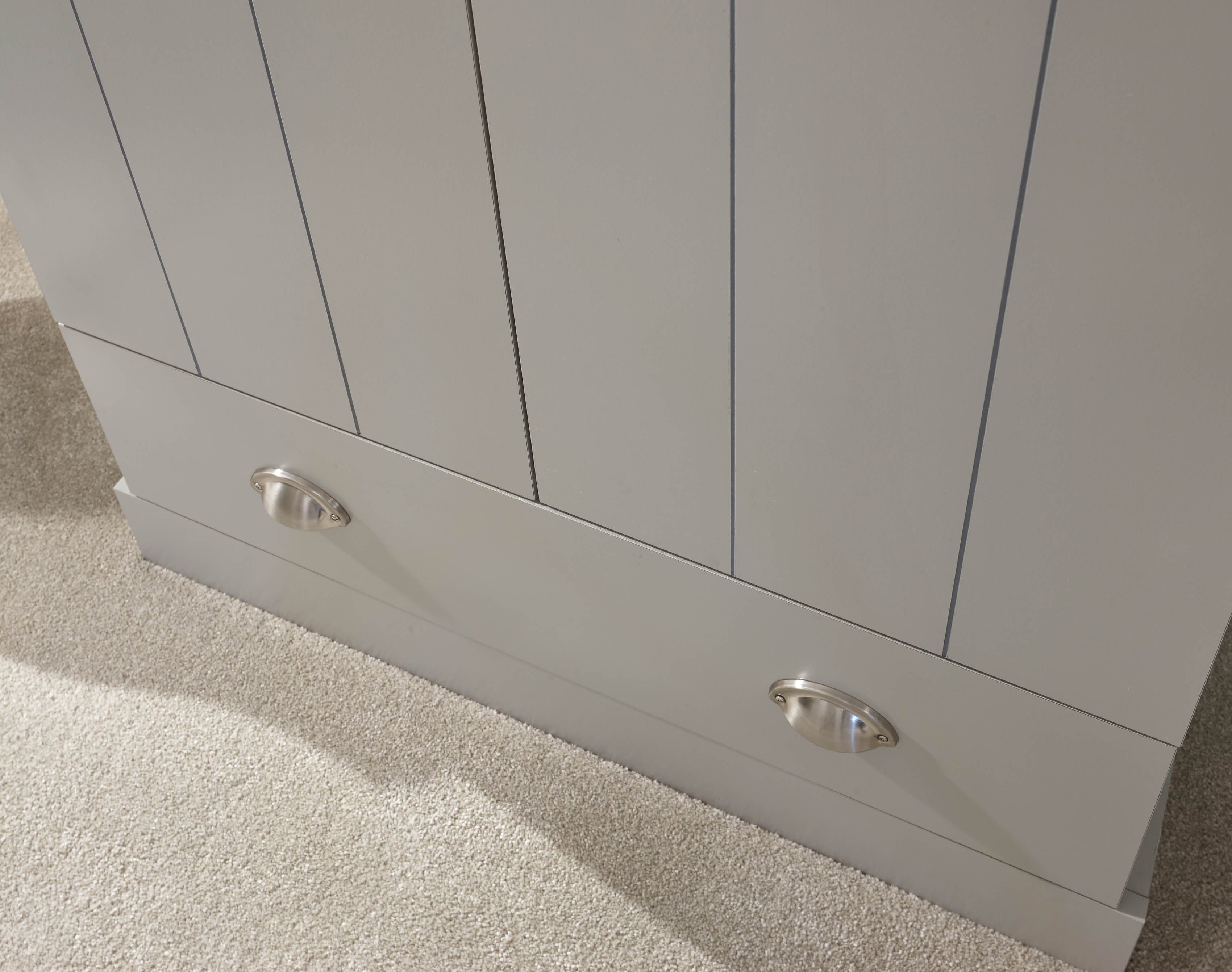 GFW Wardrobe Kendal 2 Door 1 Drawer Wardrobe Grey Bed Kings