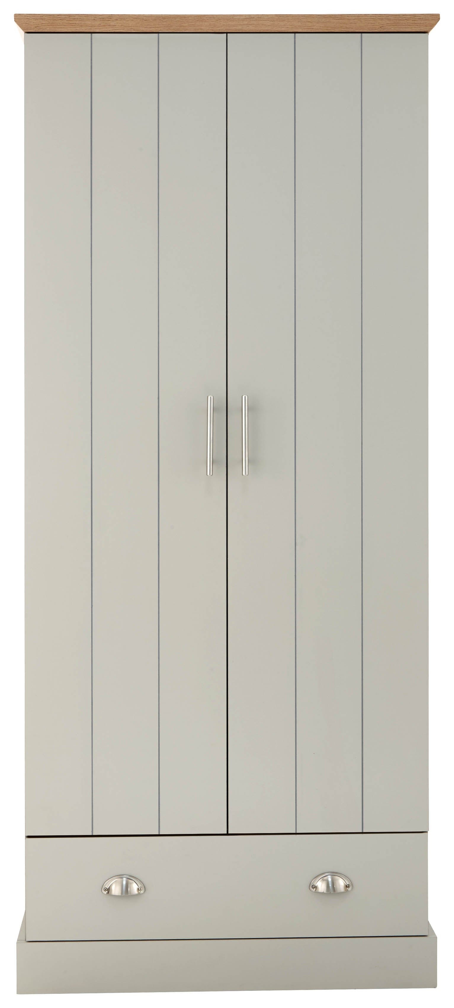 GFW Wardrobe Kendal 2 Door 1 Drawer Wardrobe Grey Bed Kings
