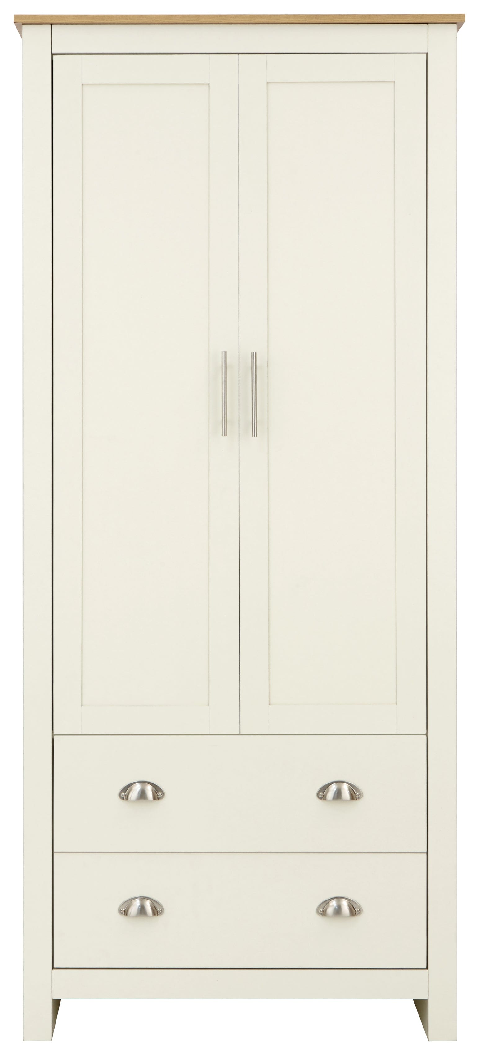 GFW Wardrobe Lancaster 2 Door 2 Drawer Wardrobe Cream Bed Kings
