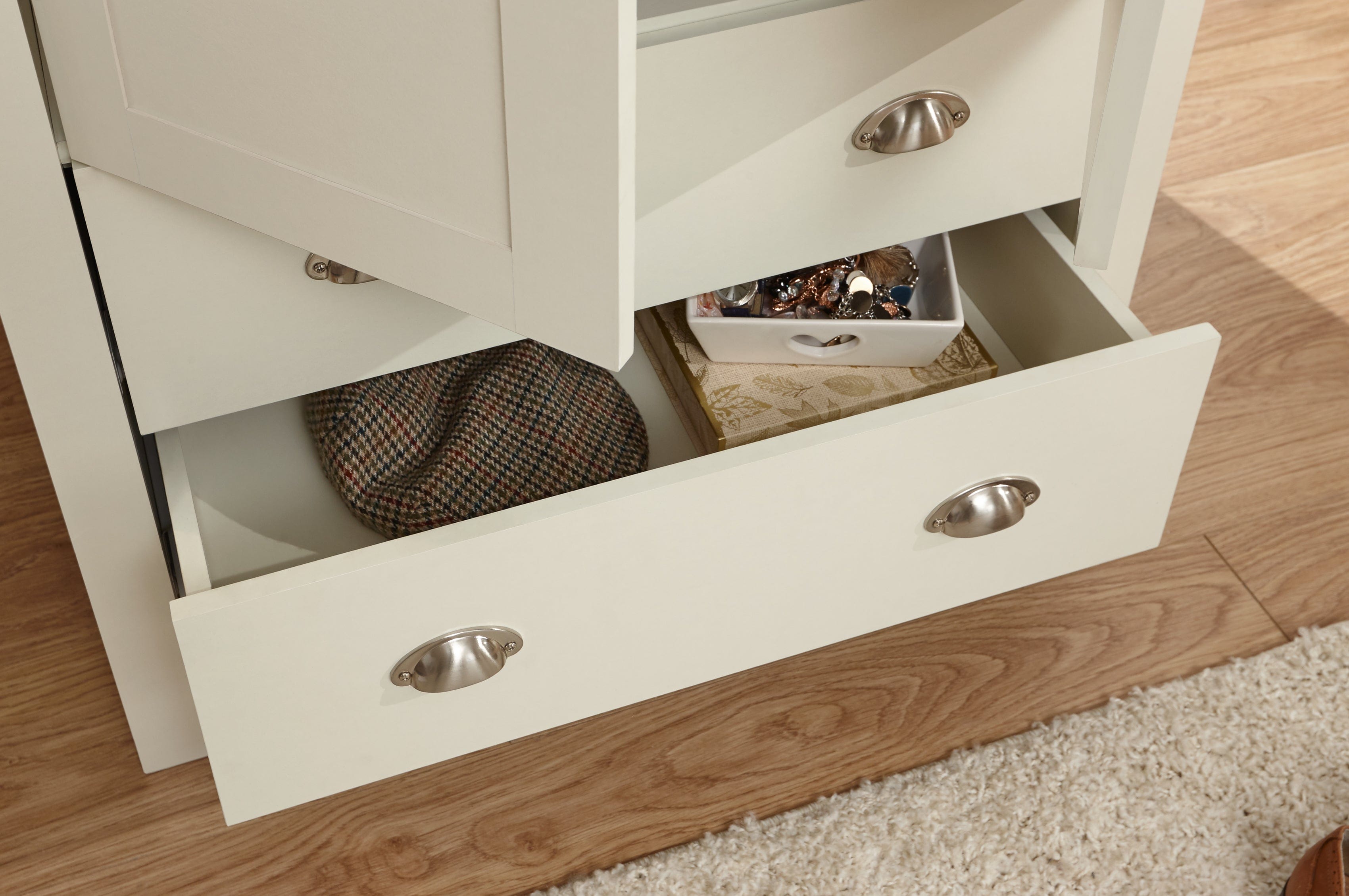 GFW Wardrobe Lancaster 2 Door 2 Drawer Wardrobe Cream Bed Kings