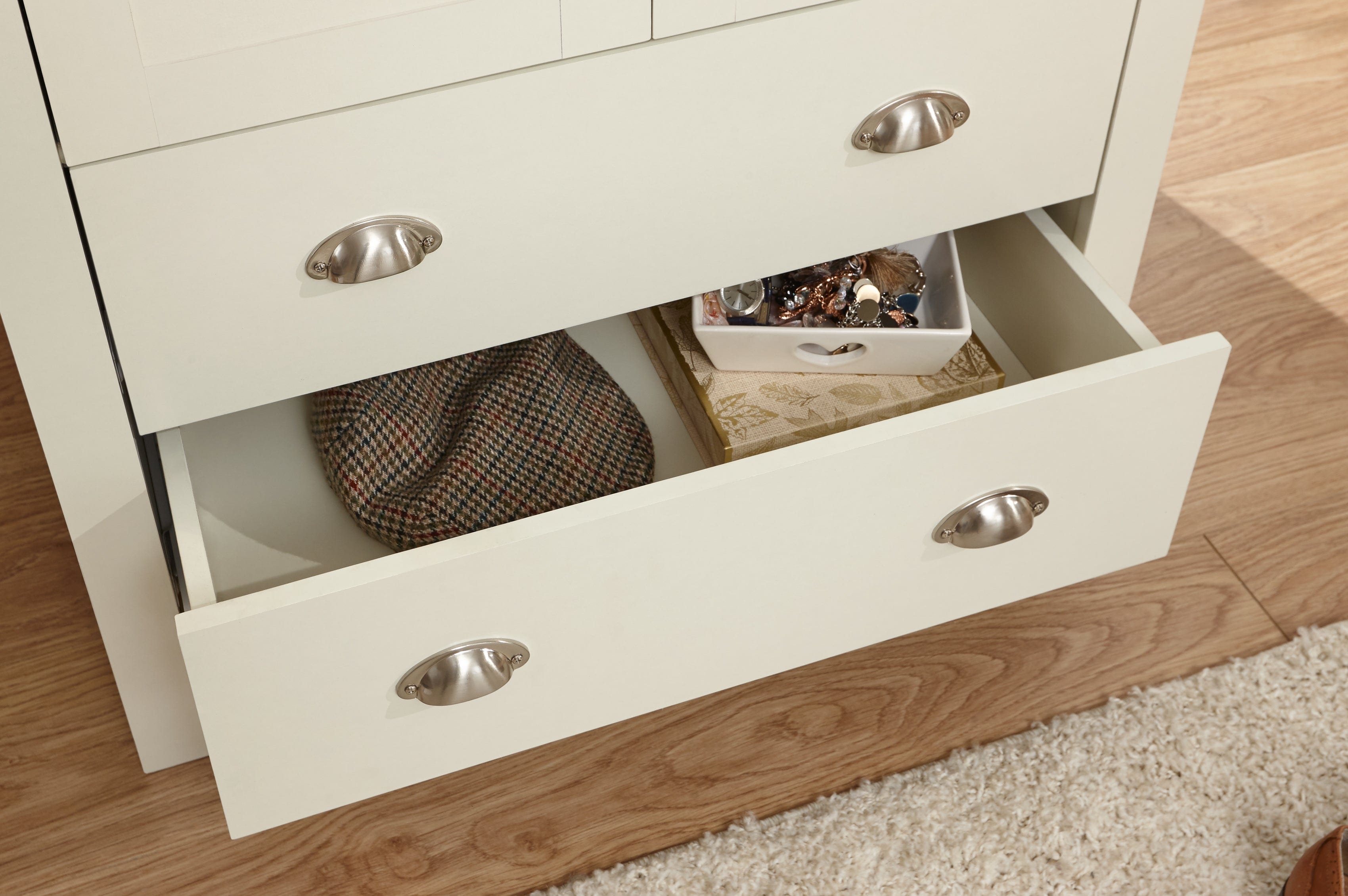 GFW Wardrobe Lancaster 2 Door 2 Drawer Wardrobe Cream Bed Kings