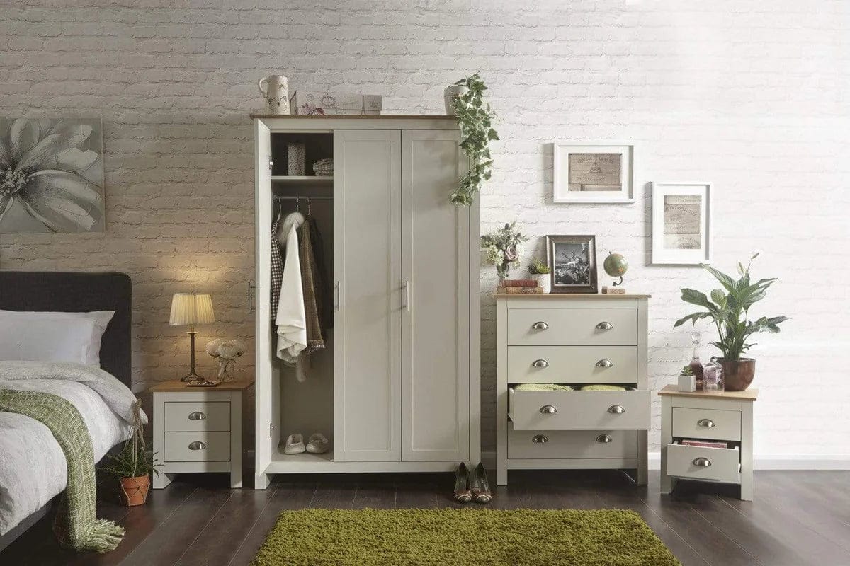 GFW Wardrobe Lancaster 3 Door Wardrobe Cream Bed Kings