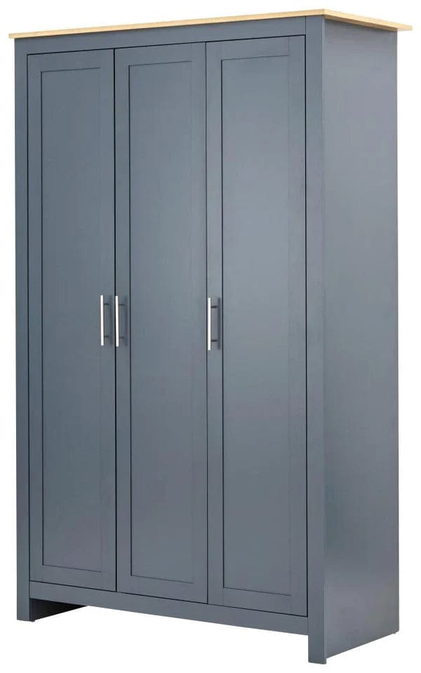 GFW Wardrobe Lancaster 3 Door Wardrobe Slate Blue Bed Kings