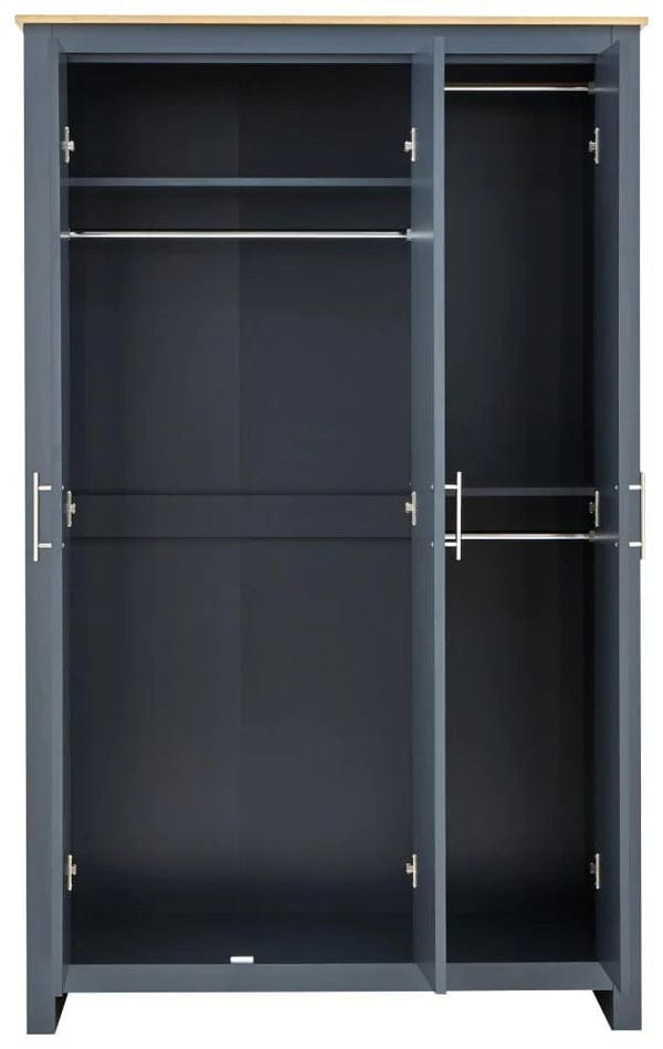 GFW Wardrobe Lancaster 3 Door Wardrobe Slate Blue Bed Kings