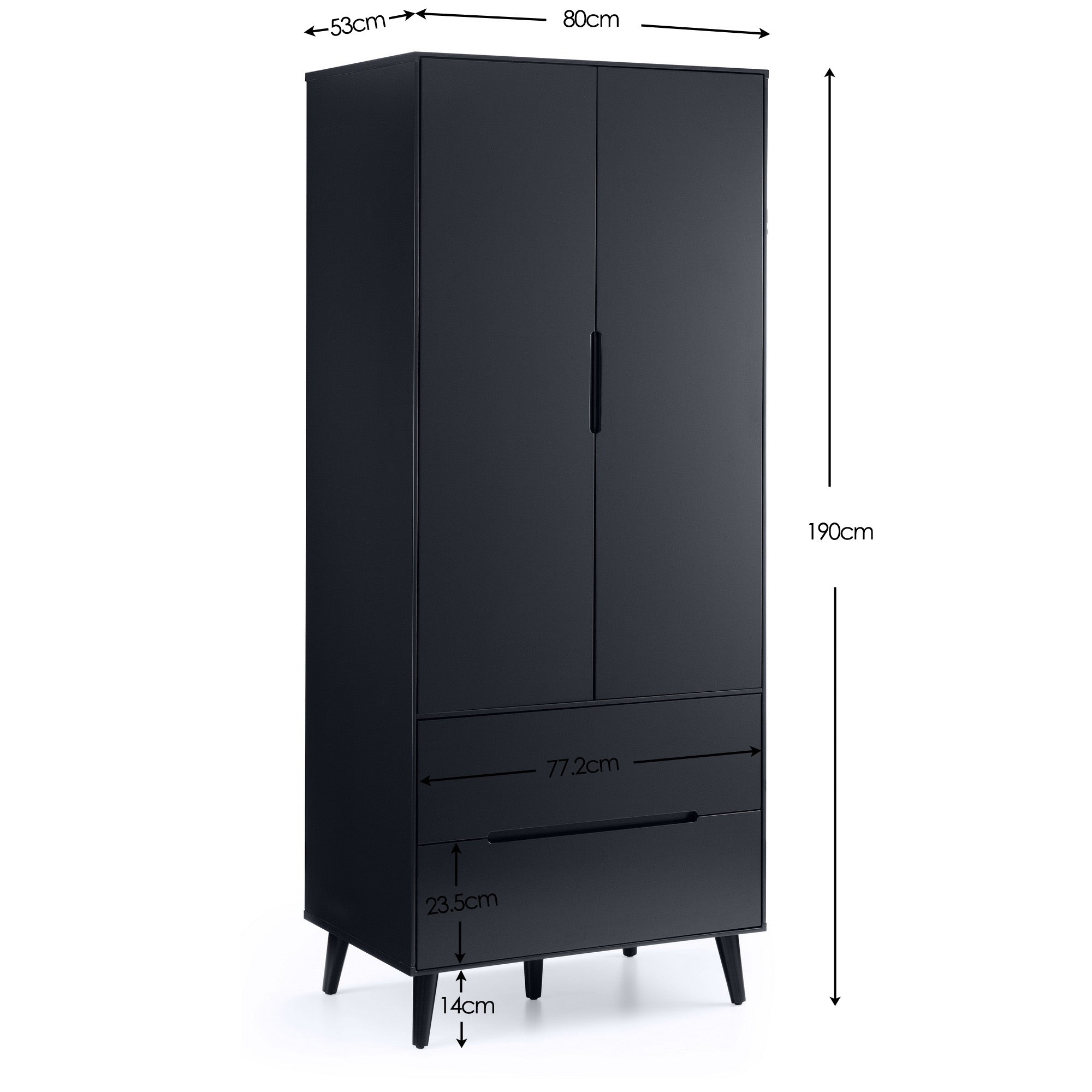 Julian Bowen Wardrobe Alicia Combination Wardrobe - Anthracite Bed Kings