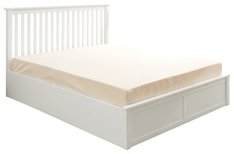 GFW Wood Bed CLEARANCE Como Wooden Ottoman Bed White - Double 4'6" Bed Kings