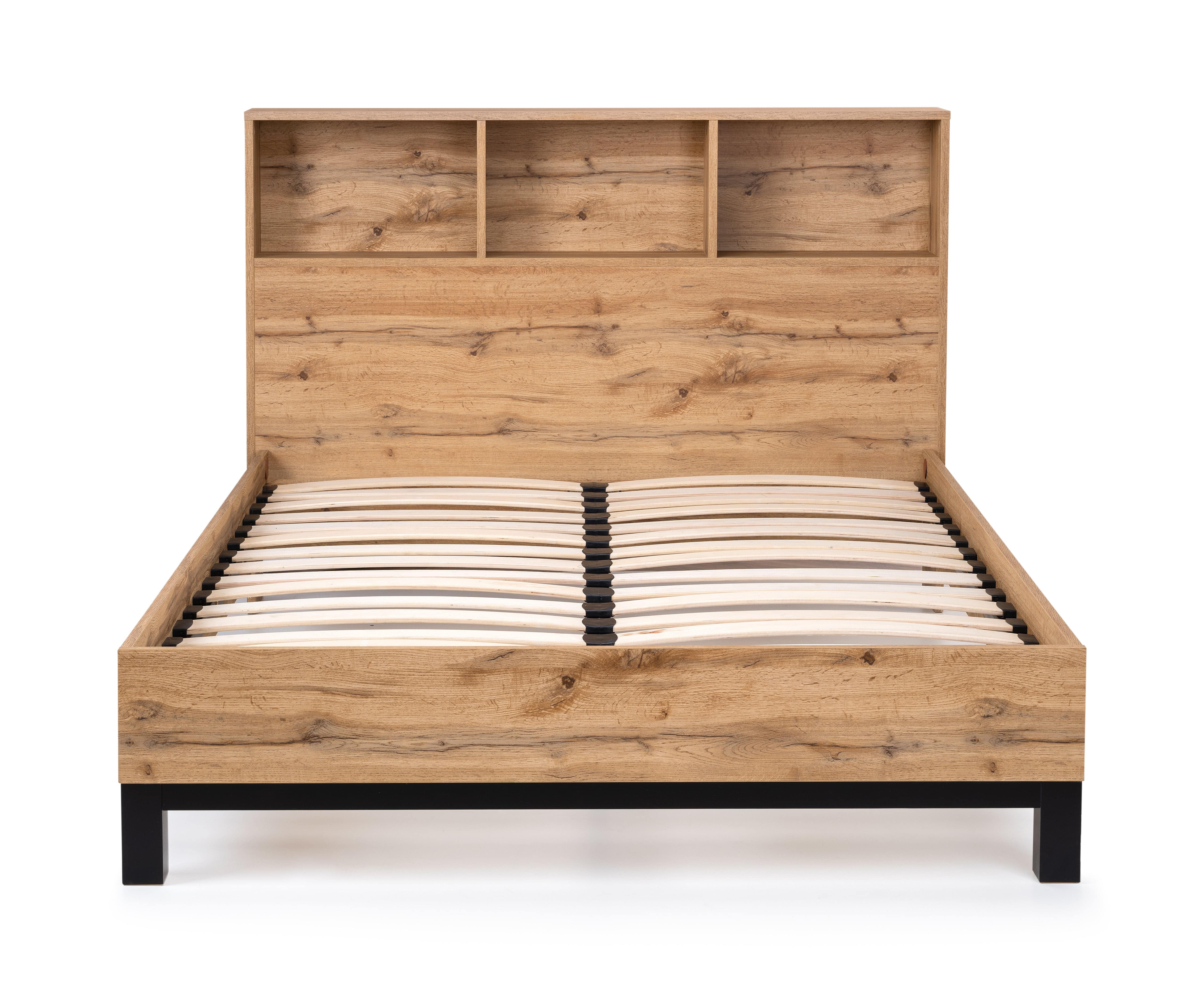 Julian Bowen Wood Bed Bali Bookcase Bed - Oak Bed Kings