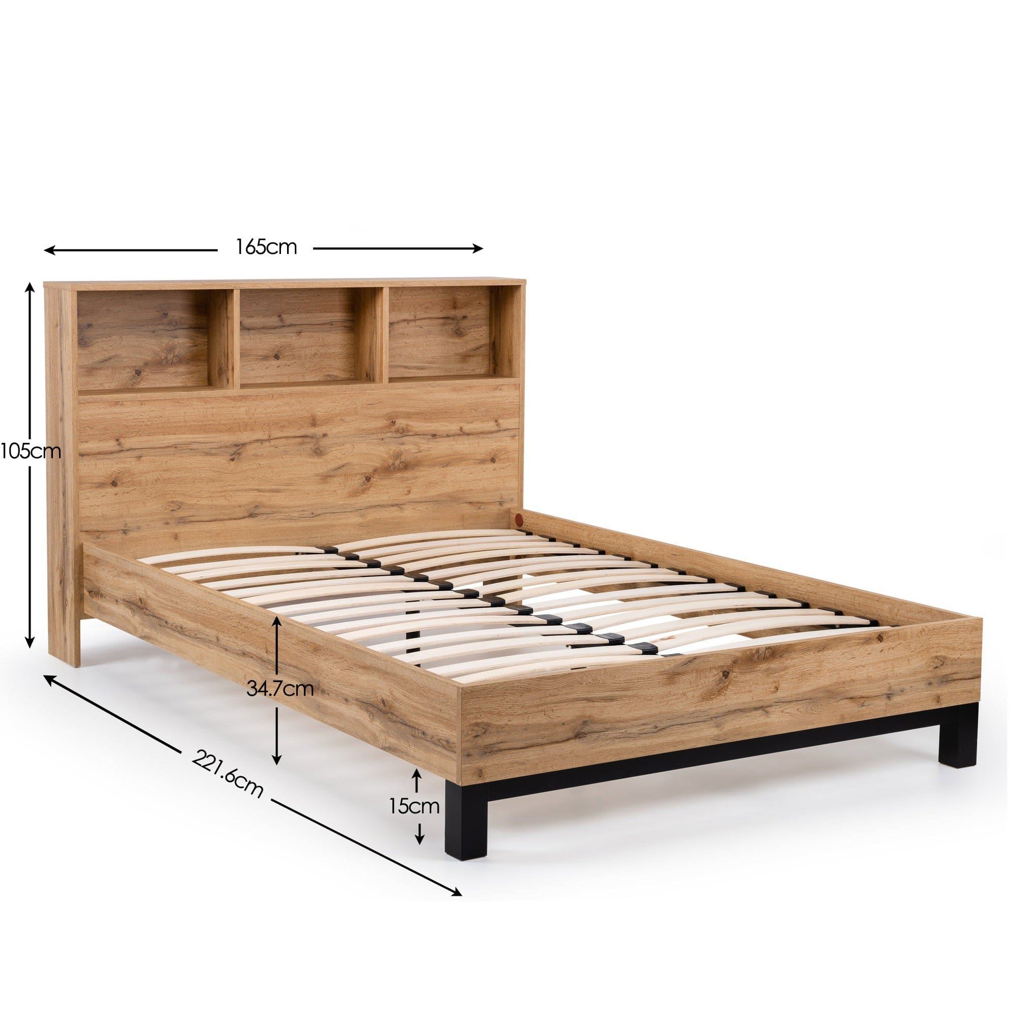 Julian Bowen Wood Bed Bali Bookcase Bed - Oak Bed Kings