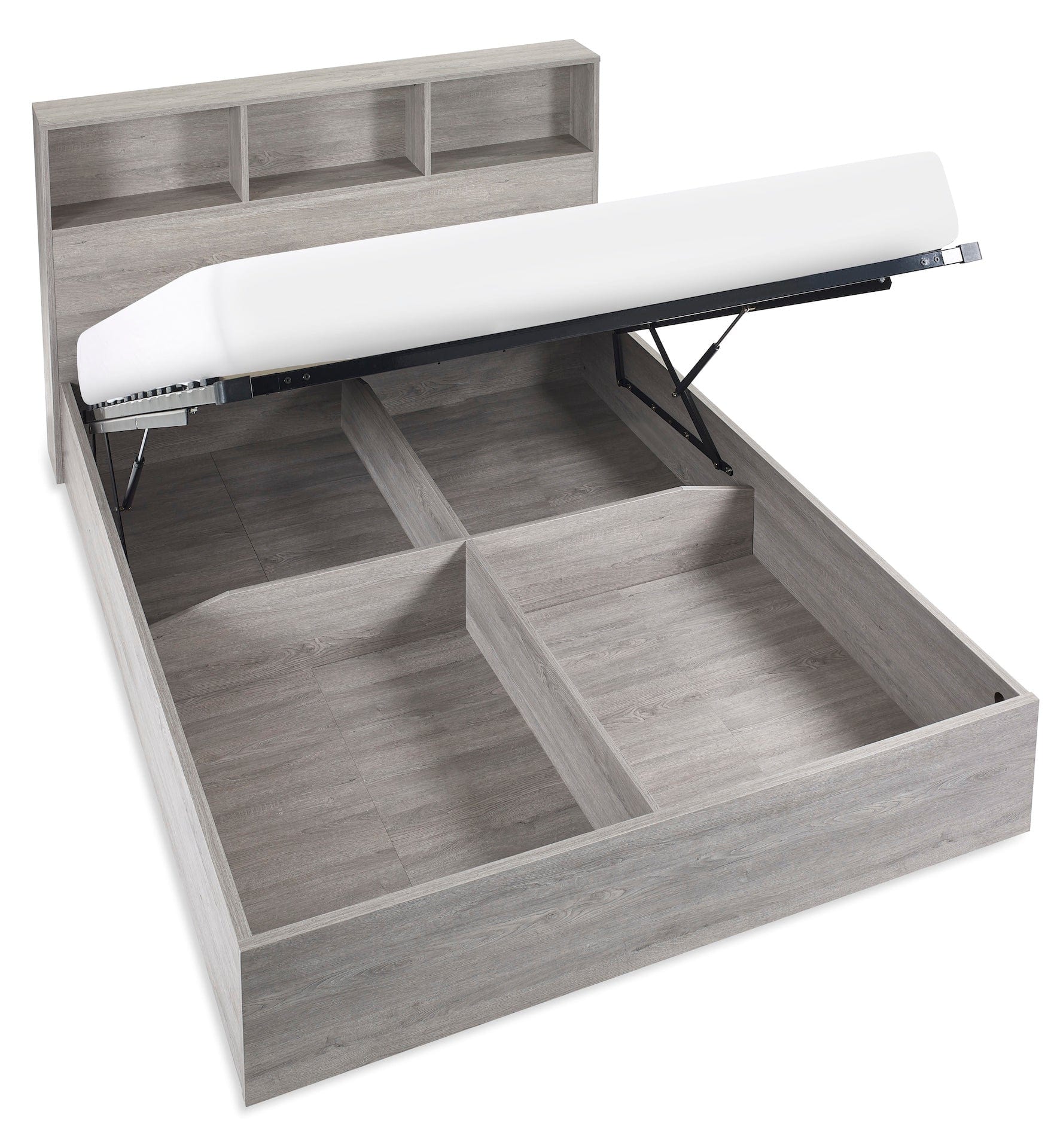 Julian Bowen Wood Bed Bali Ottoman Storage Bed - Grey Oak Bed Kings