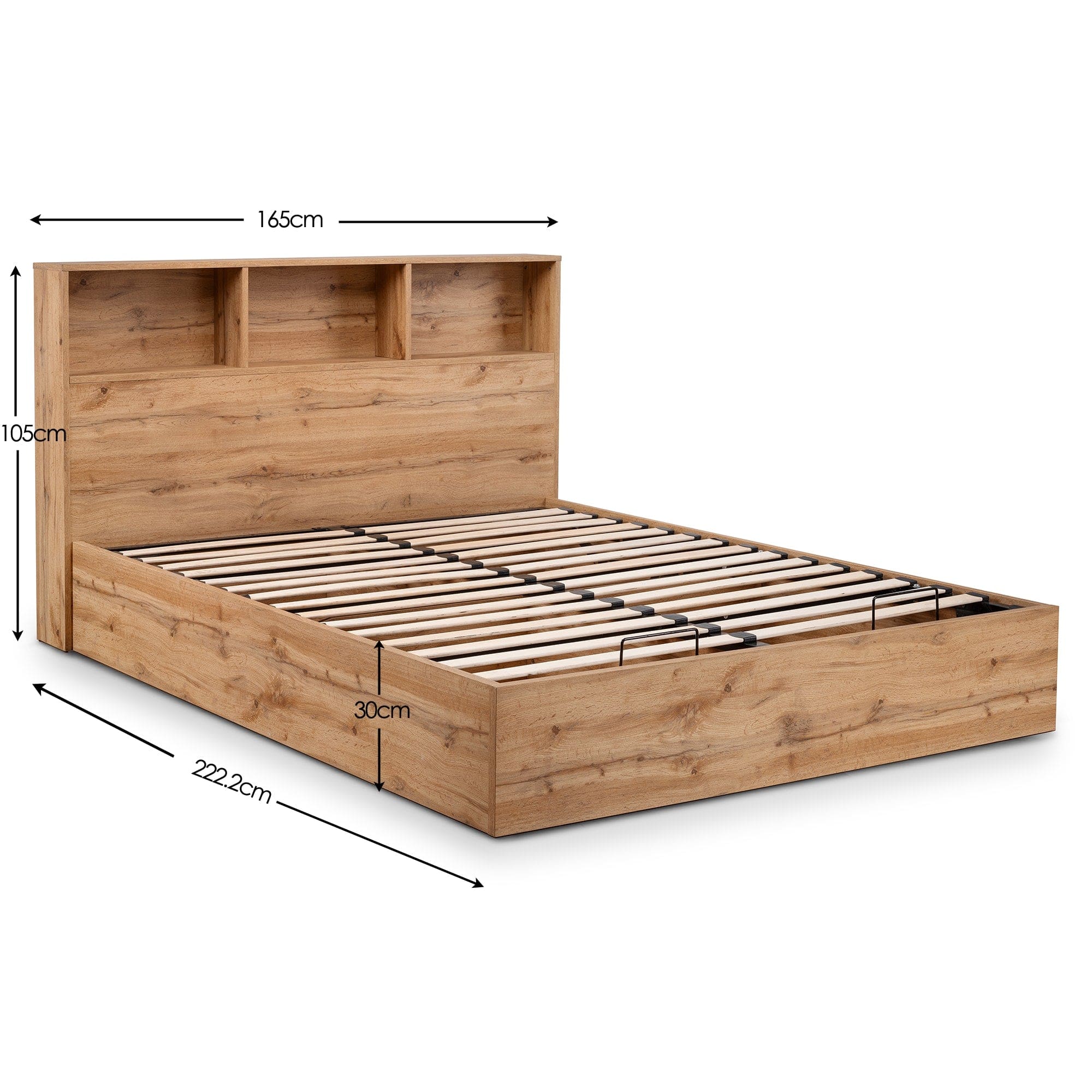 Julian Bowen Wood Bed Bali Ottoman Storage Bed - Light Oak Bed Kings