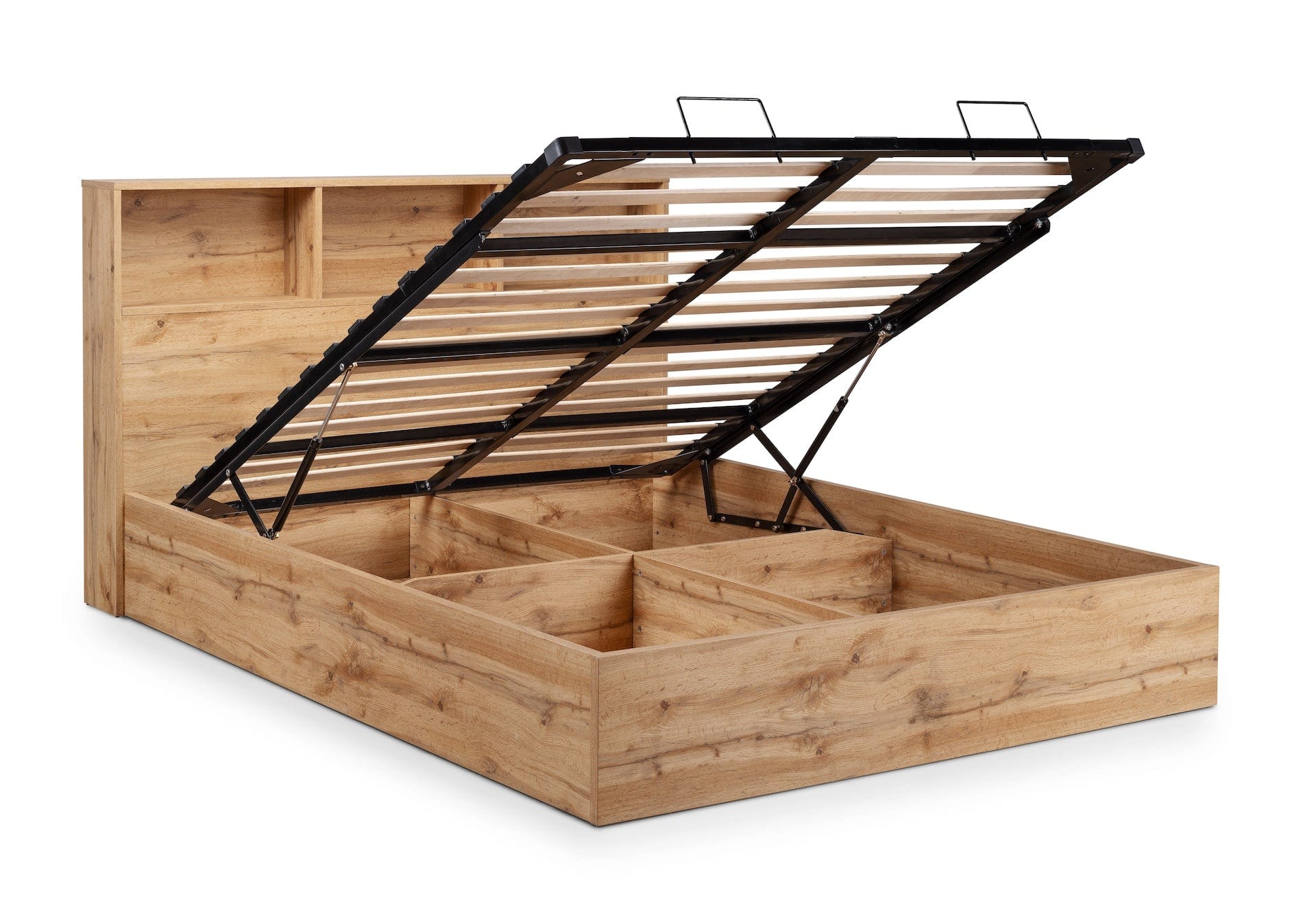 Julian Bowen Wood Bed Bali Ottoman Storage Bed - Light Oak Bed Kings
