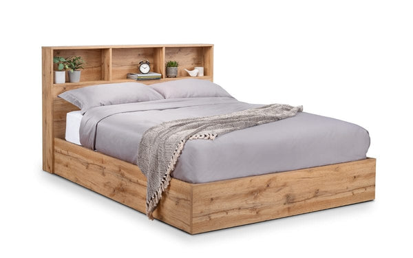 Julian Bowen Wood Bed Bali Ottoman Storage Bed - Light Oak Bed Kings