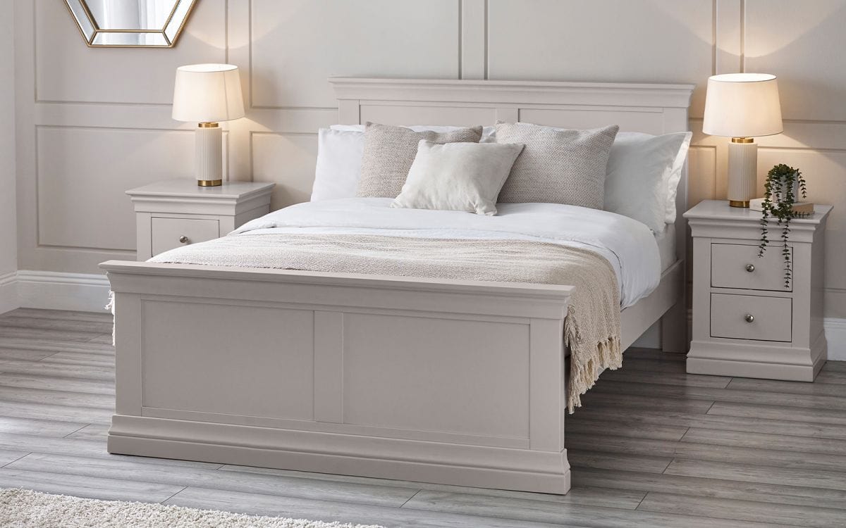 Julian Bowen Wood Bed Clermont Bed - Light Grey Bed Kings