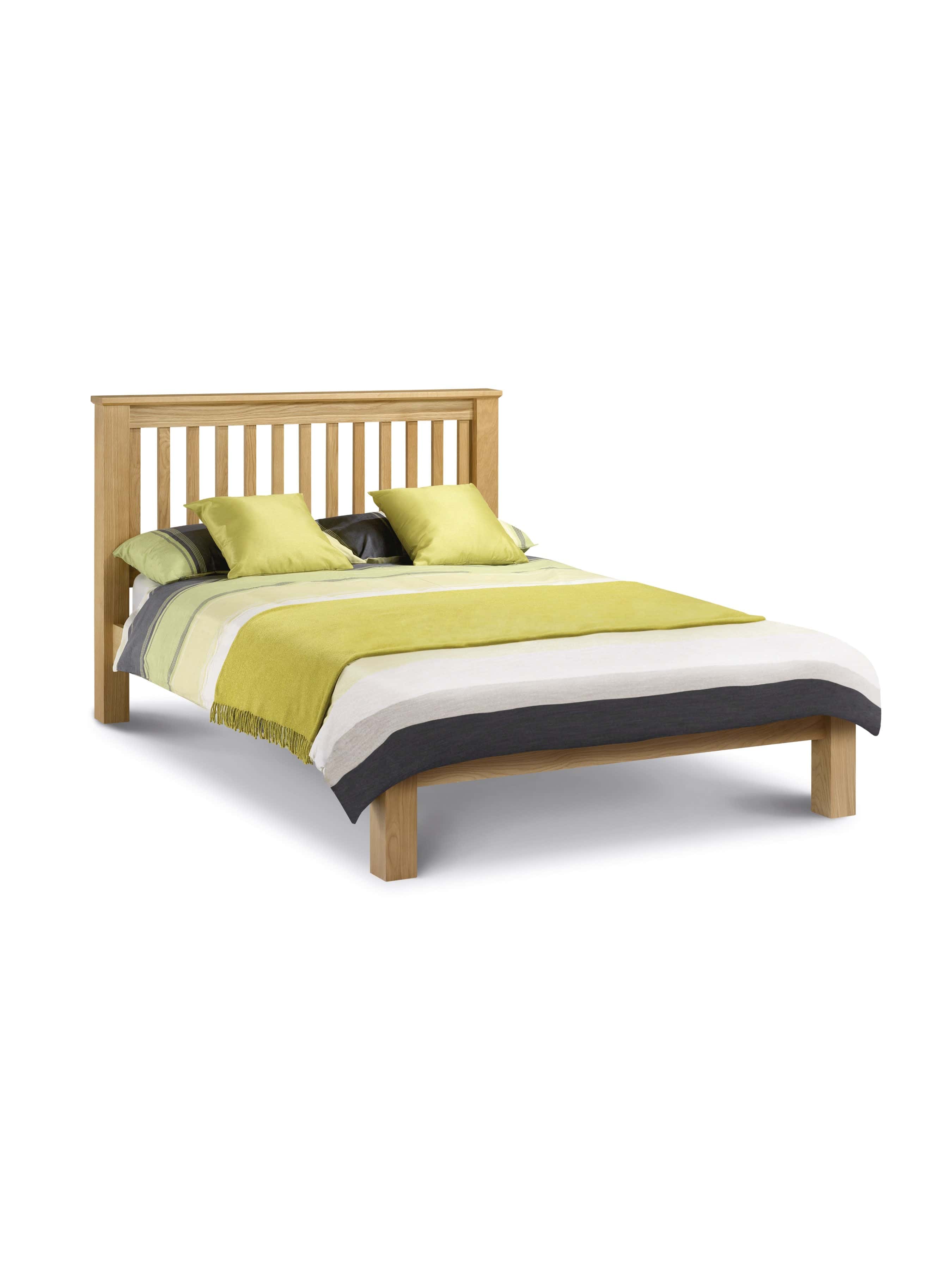 Julian Bowen Wood Bed Double 135cm 4ft 6in Amsterdam Oak Bed with Low Foot End - Wood - Light Oak Bed Kings