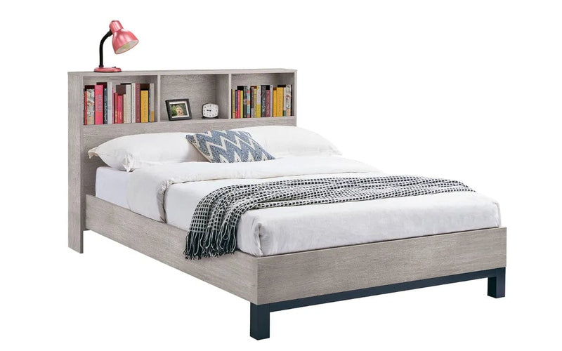 Julian Bowen Wood Bed Double 135cm 4ft 6in Bali Bookcase Bed- Grey Oak Bed Kings