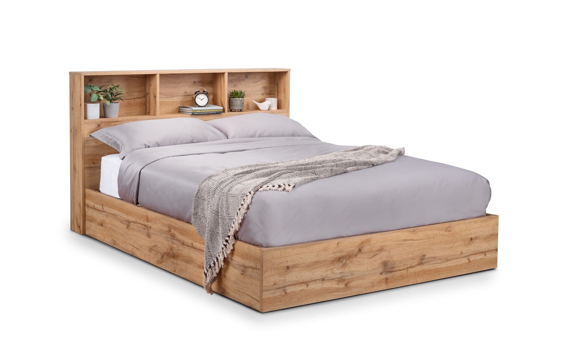 Julian Bowen Wood Bed Double 135cm 4ft 6in Bali Ottoman Storage Bed - Light Oak Bed Kings