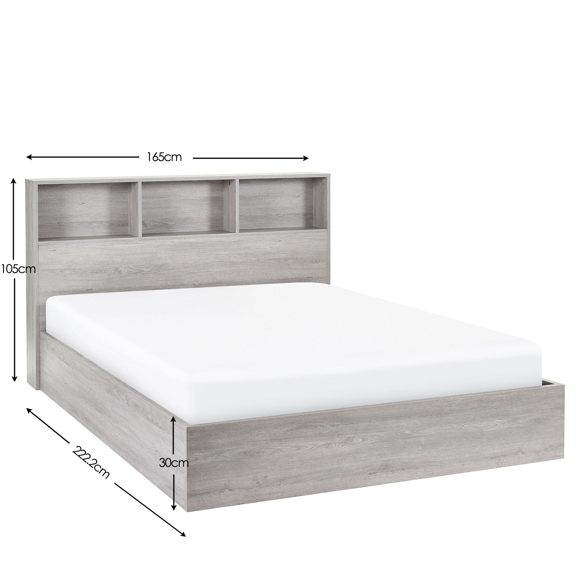 Julian Bowen Wood Bed King 150cm 5ft Bali Ottoman Storage Bed - Grey Oak Bed Kings