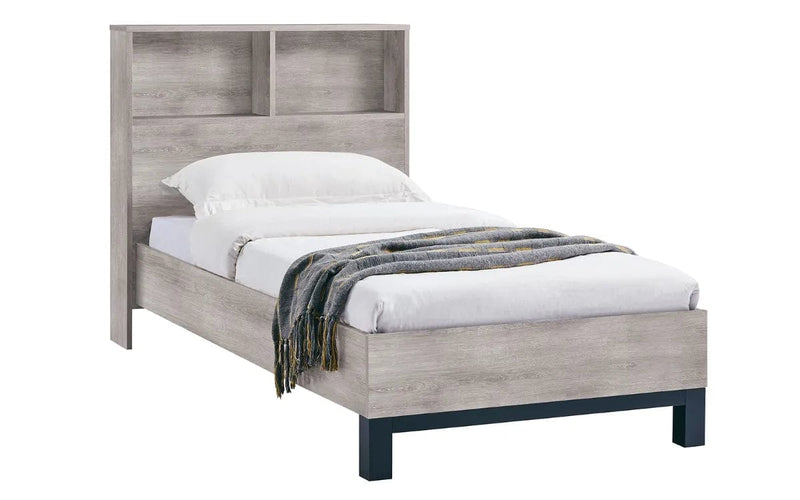 Julian Bowen Wood Bed Single 90cm 3ft Bali Bookcase Bed- Grey Oak Bed Kings