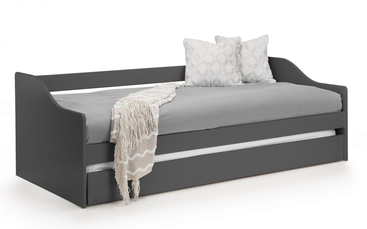 Julian Bowen Wood Bed Single 90cm 3ft Elba Day Bed - Anthracite Bed Kings