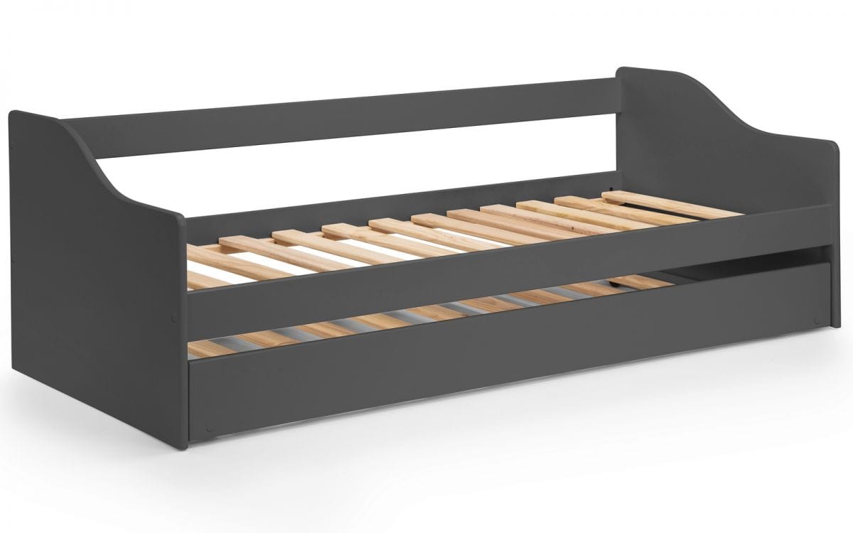 Julian Bowen Wood Bed Single 90cm 3ft Elba Day Bed - Anthracite Bed Kings