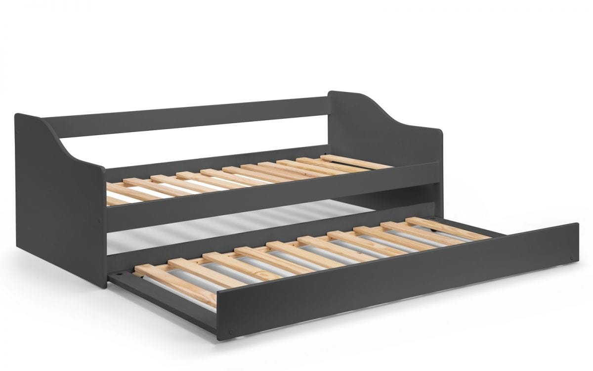 Julian Bowen Wood Bed Single 90cm 3ft Elba Day Bed - Anthracite Bed Kings