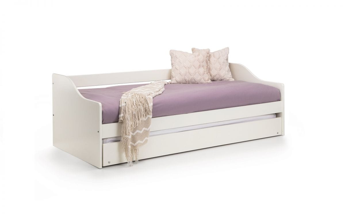 Julian Bowen Wood Bed Single 90cm 3ft Elba Day Bed - Surf White Bed Kings