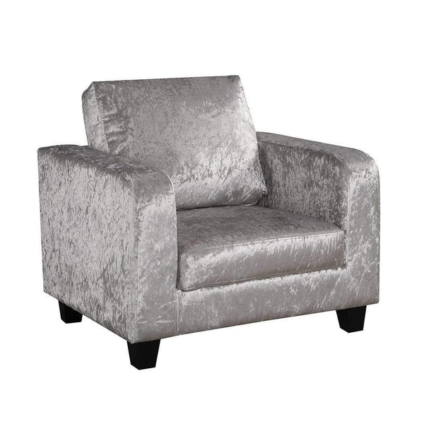 LPD Armchair Chair In A Box Silver Crushed Velvet Bed Kings