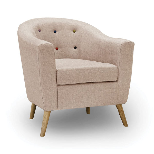 LPD Armchair Hudson Chair With Buttons Beige Bed Kings