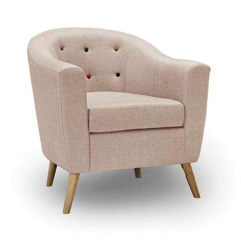LPD Armchair Hudson Chair With Buttons Beige Bed Kings