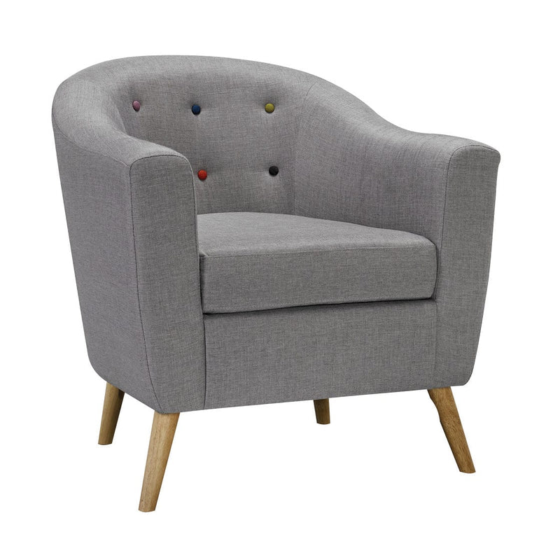 LPD Armchair Hudson Chair With Buttons Grey Bed Kings