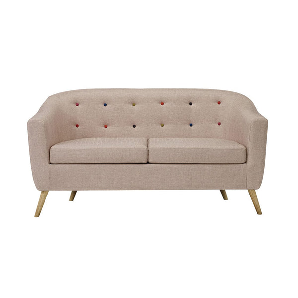 LPD Armchair Hudson Sofa With Buttons Beige Bed Kings