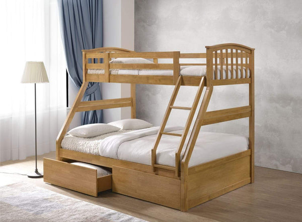 Artisan Bed Company Bunk Bed Archie Triple Bunk Bed Includes 2 X Drawers- Oak