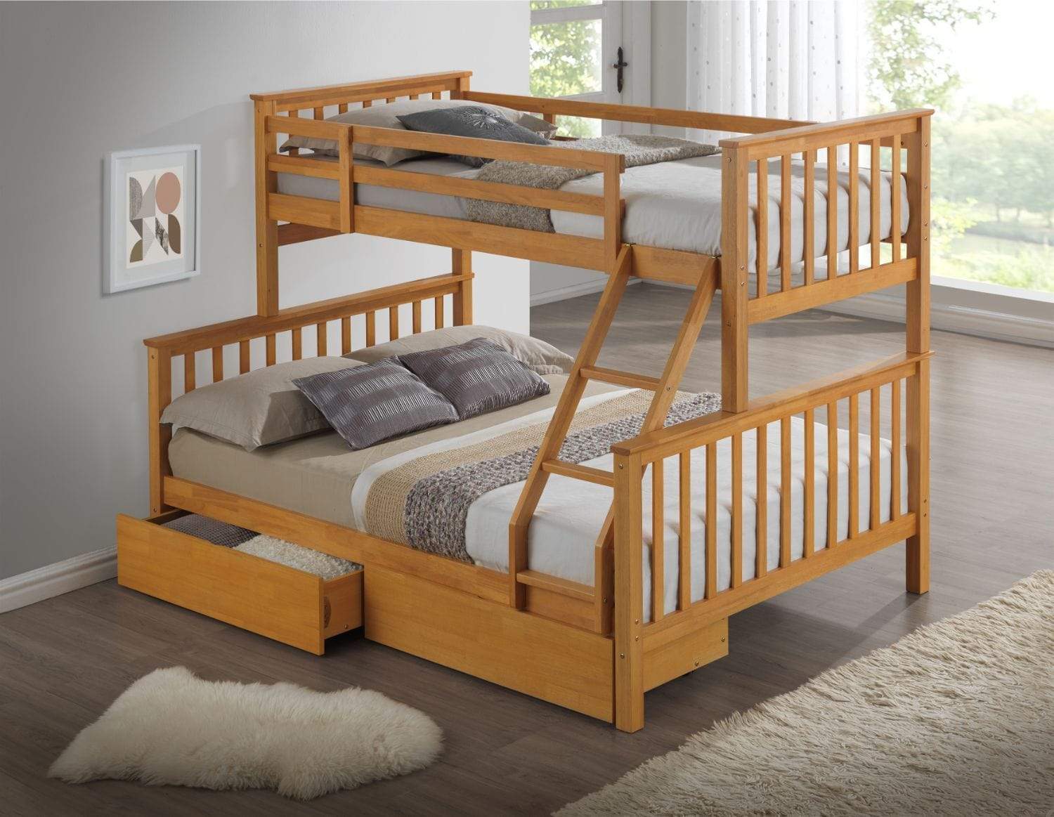 Artisan Bed Company Bunk Bed Charlotte 2 In 1 Beech Three Sleeper Bunk Bed