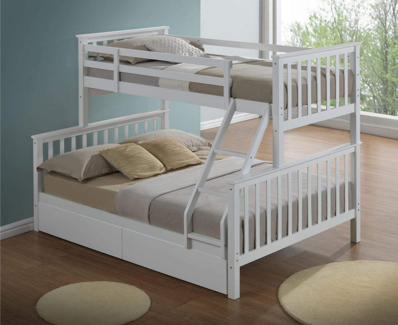 Artisan Bed Company Bunk Bed Charlotte 2 In 1 White Three Sleeper Bunk Bed